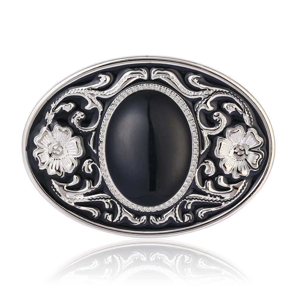5374 Belt Buckle Western Cowboy Texas Rodeo American Black Agate Belt